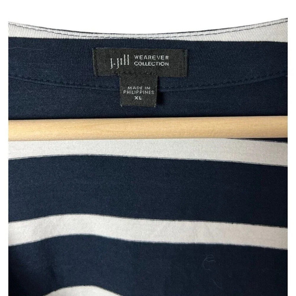 J. Jill Wearever Blue & Cream Striped Cardigan Size XL Lycra Stretch Women’s - Picture 5 of 7